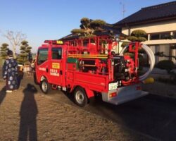 本日、地元諸富町山領地区の消防ポンプ積載車入魂式に参加。